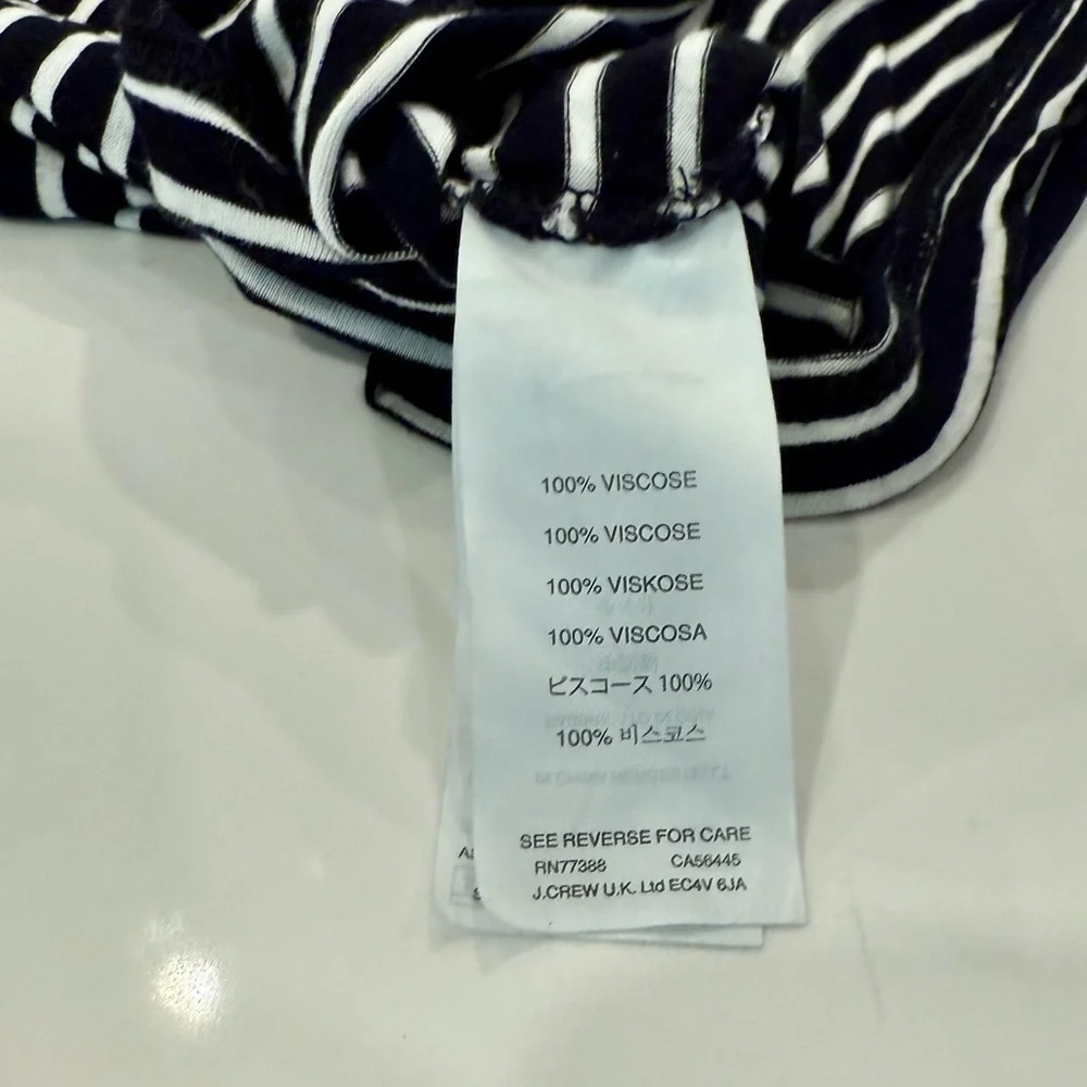 J Crew Black and White Striped Long Sleeve Crew Neck Top